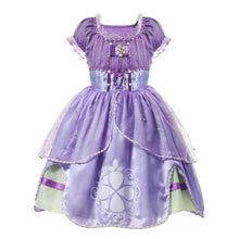 Load image into Gallery viewer, YOFEEL Princess Sofia Dress for Girl Kids Cosplay Costume Puff Sleeve Layerd Dresses Child Party Birthday Sophia Fancy Costumes