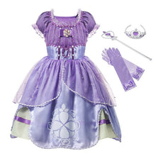 Load image into Gallery viewer, YOFEEL Princess Sofia Dress for Girl Kids Cosplay Costume Puff Sleeve Layerd Dresses Child Party Birthday Sophia Fancy Costumes