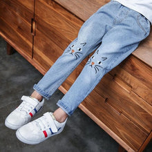 Load image into Gallery viewer, 2020 Spring And Autumn Girls High Waist Jeans Blue Slim Fit Denim Material For Girls Trousers Pants

