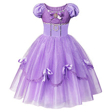 Load image into Gallery viewer, YOFEEL Princess Sofia Dress for Girl Kids Cosplay Costume Puff Sleeve Layerd Dresses Child Party Birthday Sophia Fancy Costumes
