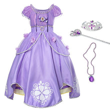 Load image into Gallery viewer, YOFEEL Princess Sofia Dress for Girl Kids Cosplay Costume Puff Sleeve Layerd Dresses Child Party Birthday Sophia Fancy Costumes
