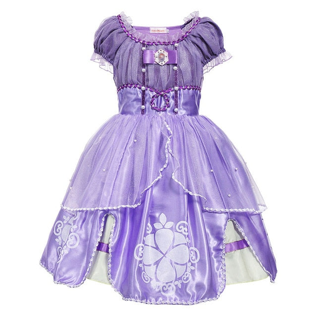 YOFEEL Princess Sofia Dress for Girl Kids Cosplay Costume Puff Sleeve Layerd Dresses Child Party Birthday Sophia Fancy Costumes