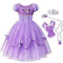 Load image into Gallery viewer, YOFEEL Princess Sofia Dress for Girl Kids Cosplay Costume Puff Sleeve Layerd Dresses Child Party Birthday Sophia Fancy Costumes
